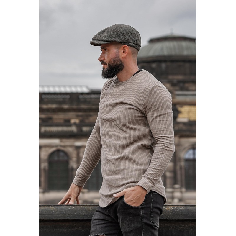 WEROR WEROR-434.1 Men's Flat Cap Peaked Cap with Peak Herringbone