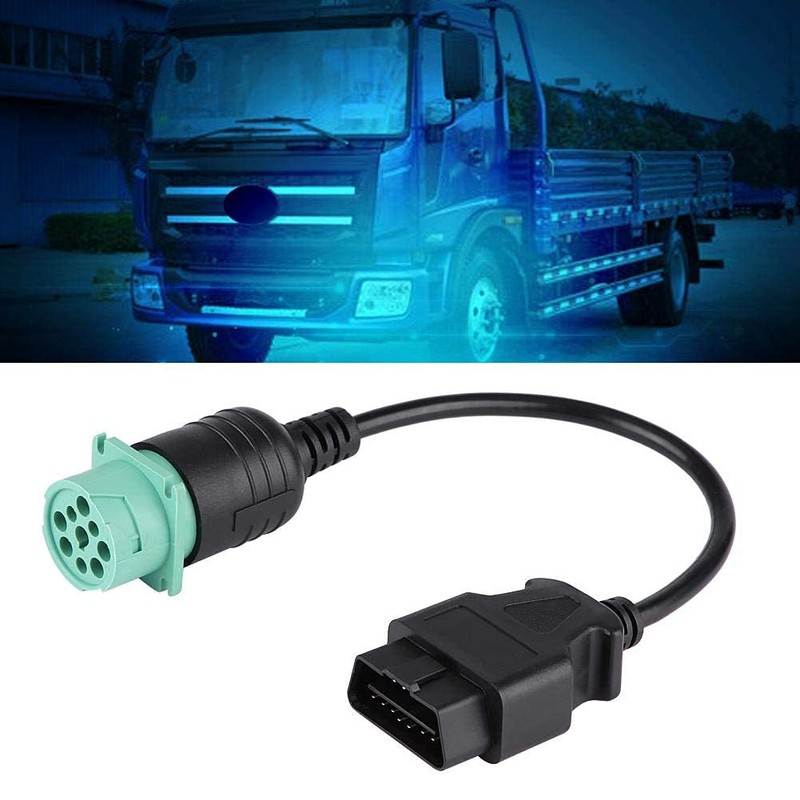 OBD2 Adapter, 9 Pin to 16 Pin OBDII Truck Diagnostic