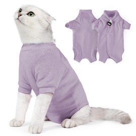 Cat Recovery Suits, Onesie for Cat Pet Wound Care After Surgery,The E-Collar Alternative for Post-Operative Care Bandages Post-Surgery Wear (Light Purple, M)