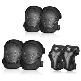 SupRovare Children's Knee Pads Inline Skates Set of 6 Knee and Elbow Pads Children for Skating Cycling Bicycle (Black)