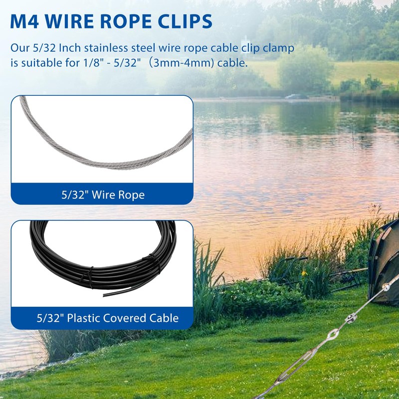 8PCS 1/8 Inches M3 Stainless Steel Wire Rope Cable Clip