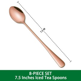 Set di 8 cucchiaini da caffè con manico lungo da 19,1 cm, cucchiaini da tè ghiacciato in oro rosa, cucchiai da gelato in acciaio inox ramato, cucchiaio da gelato