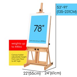 MEEDEN Large H-Frame Easel, Easel Stand for Painting, Painting Easels, Easel Stand for Display, Solid Beechwood Wooden Easels for Painting Canvas, Holds Canvases Up to 78", Natural Color