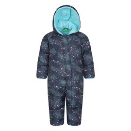 Mountain Warehouse Frosty Kids Junior Padded Snowsuit - Puffer Jacket with Central Zip, Hand & Foot Cuffs, Fleece Lined - Autumn Winter Travelling & Outdoors Navy Baby Size 12-18 Months