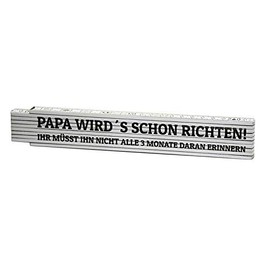 Geschenke-fabrik.de Ruler - 2 metre ruler as a gift with the inscription 'Bester Papa der Welt' - ideal gift for all DIY enthusiasts, dads or grandpas - for Father's Day, Christmas, birthdays