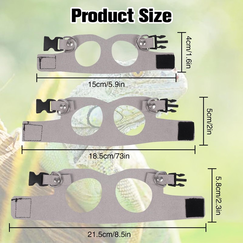 Fnaobai Bearded Dragon Harness Leash Set 3 Size Adjustable Lizards
