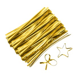 uxcell 4" Twist Ties, Metallic Twist Ties, Reusable Plastic Coated Twist Ties for Bakery, Candy Bags, Coffee Bags, Goodie Bags, Pack of 800, Gold