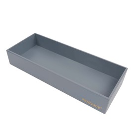 PRATIQUE Bamboo Drawer Organizer - Kitchen Utensil Organizer Silverware Tray Cutlery Holder，Office Desk Supplies and Accessories,15 * 5.9 * 2.6,Grey