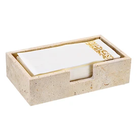 Sumnacon Guest Towel Holder for Bathroom, 9.9" x 5.6", Natural Travertine Guest Towel Napkin Holder Rectangle Paper Hand Towel Tray, Flat Dinner Napkin Holder for Table, Countertop, Bathroom Vanity