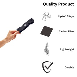 BRELIE Smart Key Chain Organizer- Key Holder for 1-12 Keys- Multifunctional- Bottle Opener- Sim Opener- Compact Carbon Fiber Key Chain- Lightweight, Black