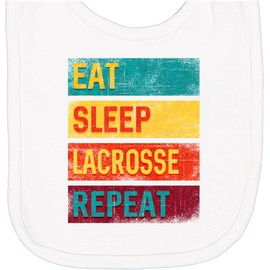inktastic Lacrosse Player Eat Sleep Lacrosse Repeat Newborn Bib White 33b9c
