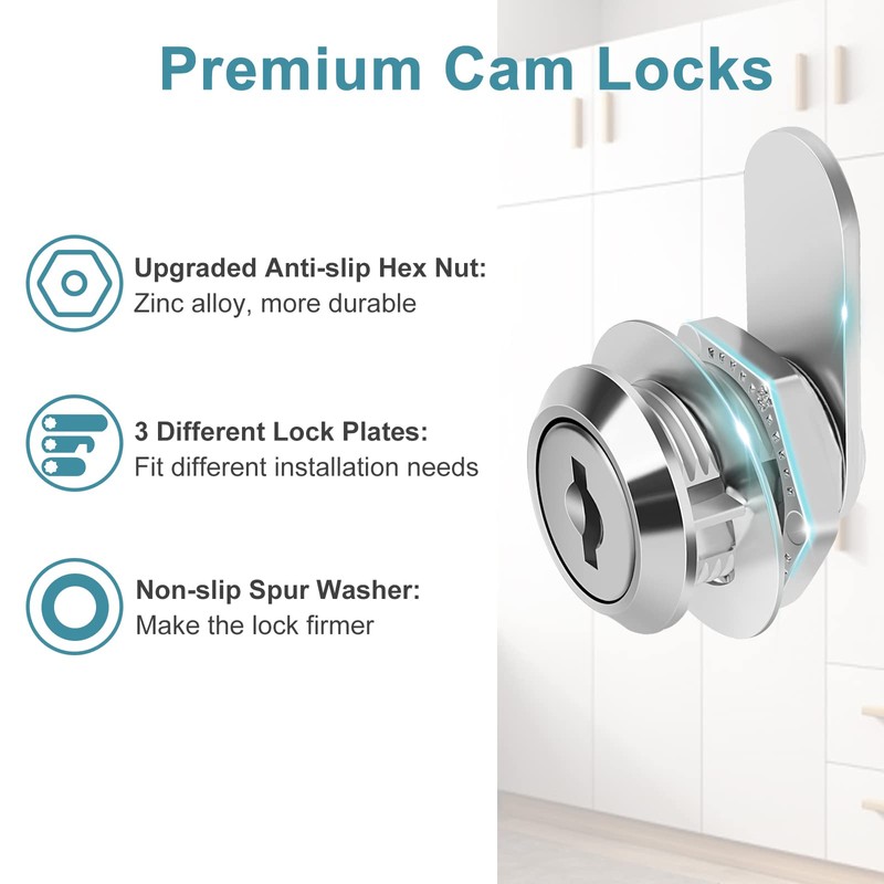 Pertinel Cam Locks Cabinet Locks Keyed Alike, 5/8'' (Length) Cylinder