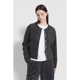 JAJU [JAJU/자주] 여 코지 플리스 라운지 가디건_챠콜 [JAJU] Women's Cozy Fleece Lounge Cardigan_Charcoal