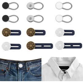 Extensores de botones para pantalones Extensores de cuello para camisas,12 Pack botones para jeans de extensión ajustables, 6 Estilos,Extender InstantÁNeamente La Cintura De Los Pantalones, sin coser (Botones ExtensiÓN 12PCS)