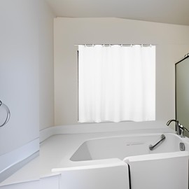 ABSENK ABSENK Waterproof Shower Curtain for Window Inside Shower, 40 x 40 Inches Short Plastic Bathroom Window Curtain Heavy Duty Vinyl with Hooks, White, 40x40