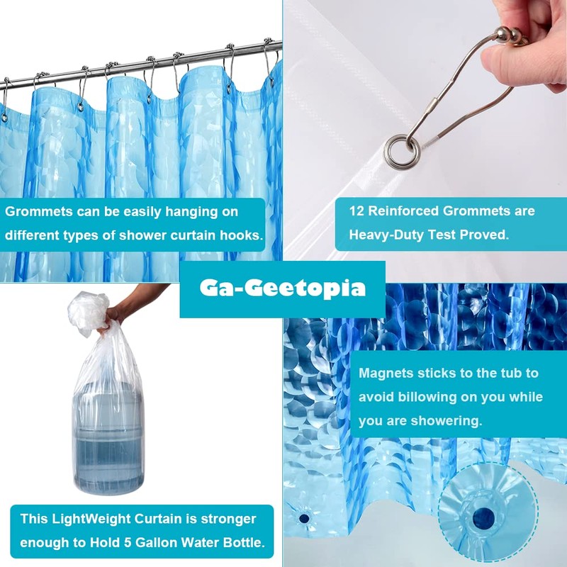 Ga-Geetopia EVA 3D Blue Pearl Water Cube Plastic Shower Curtain