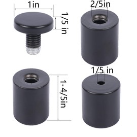 Osring 1 x 2 Inch Sign Standoff Mounting Hardware, Black Screw Standoffs Wall Supporting Acrylic Board, Glass Panel and Plexiglass Picture, 8 Pack