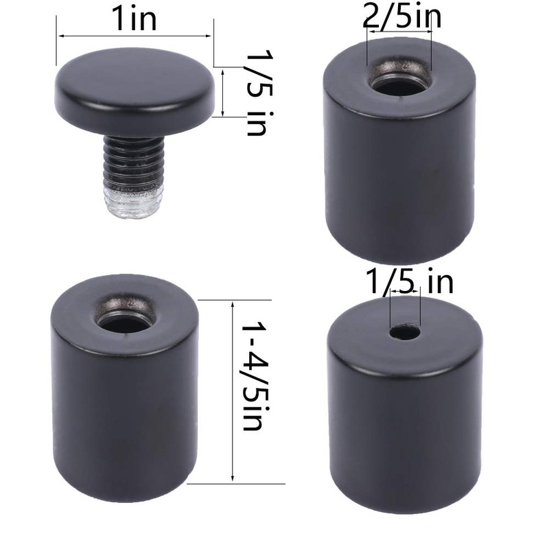 Osring 1 x 2 Inch Sign Standoff Mounting Hardware, Black