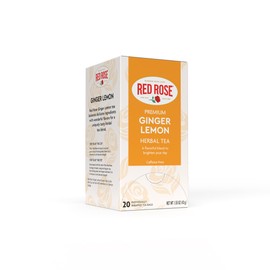 Red Rose Ginger Lemon Tea Caffeine Free Herbal Tea Naturally Flavored Tea with Mint, Lemon, Orange & Lemongrass Herbal Tea with 20 Individually Wrapped Tea Bags Per Box