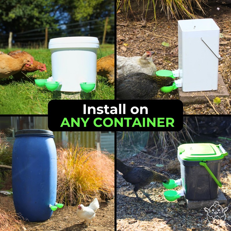 Lil'Clucker - Green Large Automatic Chicken Waterer Cups Suitable for