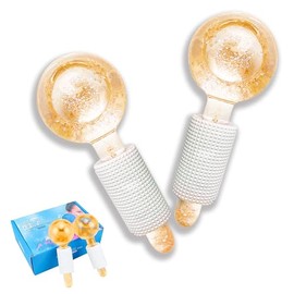 Smasener Ice Globes for Facials, Ice Globes, 2PCS Facial Ice Globes, Cooling Globes, Globes für Gesicht, Hals & Augen, Daily Beauty, Straffung der Haut, Anti-Aging (Gold, Als Paar verpackt)