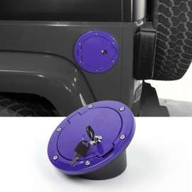 SQQP JK - Tapa de depósito de gasolina para puerta de combustible, accesorios exteriores de aluminio para Jeep Wrangler JK y Unlimited Sport Rubicon Sahara 2/4 puertas (morado
