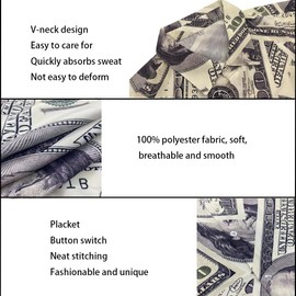 ifamawlea Men'S 2 Piece Money Dollor Hawaiian Shirt Shorts Button Down Rave Shirt And Shorts Sets With Bucket Hats 3X-Large