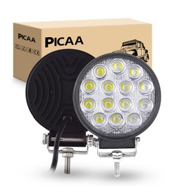 PICAA LED Work Light 2 x 4.1 Inch 42 W Round Work Light Tractor 12 V 24 V Flood Light Waterproof Work Light LED Additional Headlight for Excavator Tractors Tug ATV Truck Offroad 4 x 4