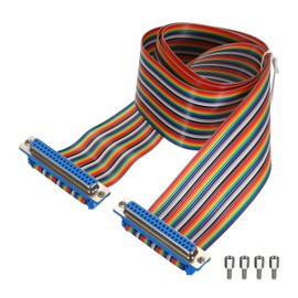 MECCANIXITY 1 Pcs IDC Rainbow Wire Flat Ribbon Cable DB37 Female to DB37 Female 39.4 Inch Length 2.54mm Pitch Breadboard Jumper Wires for Electronic Projects