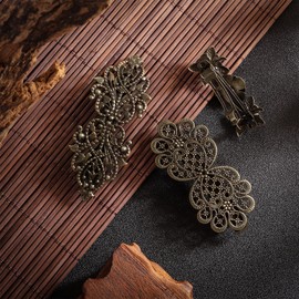 Geyoga Geyoga 6 Pieces Vintage Hair Barrettes for Women Retro French Flower Clips Metal Bronze Hair Pins for Women Styling Accessories