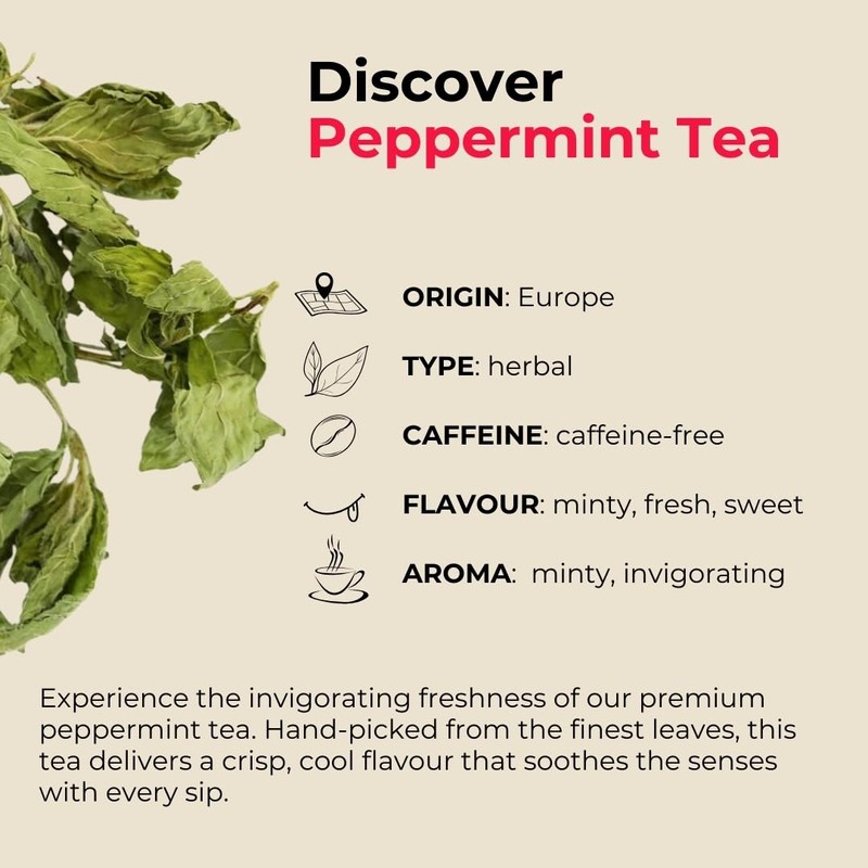 Teapro Premium Peppermint Tea 100g | Pure Caffeine-Free Peppermint Loose
