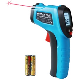PeakTech 4940 Infrared Thermometer / Pyrometer with Laser, -50°C to 600°C, Measuring Point Ratio 12:1, for Fast Surface Temperature Measurement 0.5s, Emissivity 0.95 Fixed