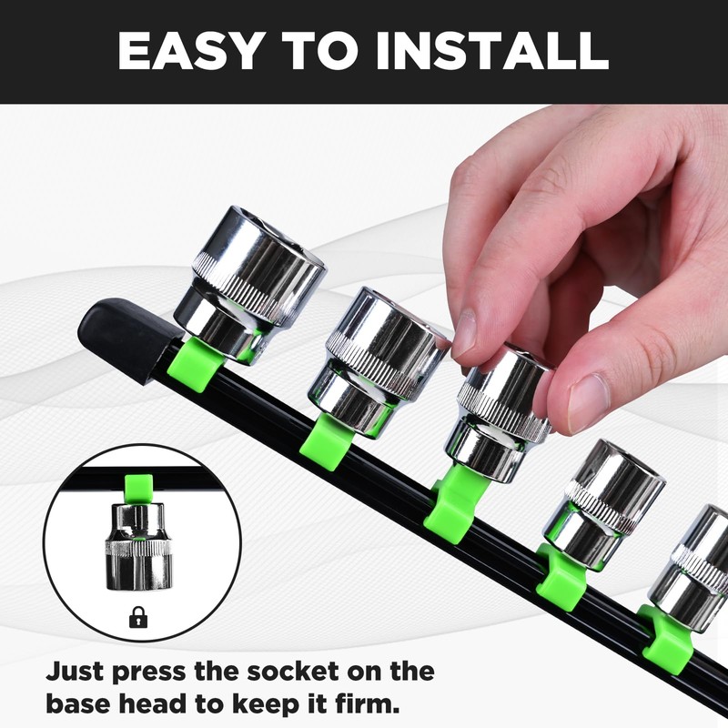 EGOFIX Socket Organizer Set 15PCS ABS Holder Kit - 1/4-Inch