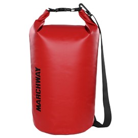 MARCHWAY Floating Waterproof Dry Bag Backpack 5L/10L/20L/30L/40L, Roll Top Sack Keeps Gear Dry for Kayaking, Rafting, Boating, Swimming, Camping, Hiking, Beach, Fishing (Red, 10L)