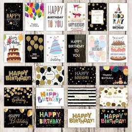 24 PCS Birthday Cards,with Envelopes & Stickers | 4x6 Inches Blank Happy Birthday Cards for Family, Kids, Friends and Office