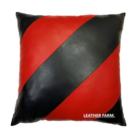 Funda de cojín de piel de cordero de piel de granja roja y negra (40,6 x 40,6 cm)