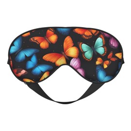 Colorful Butterflyprint Travel Office Airplane Night Sleep Shading Blindfold Adjustable Strap Eye Mask
