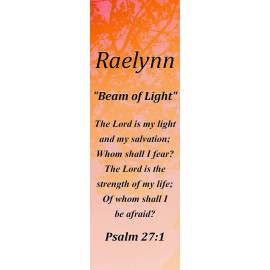 Raelynn "Beam of Light" Keepsake Name Meaning Bookmark with Verse and Tassel