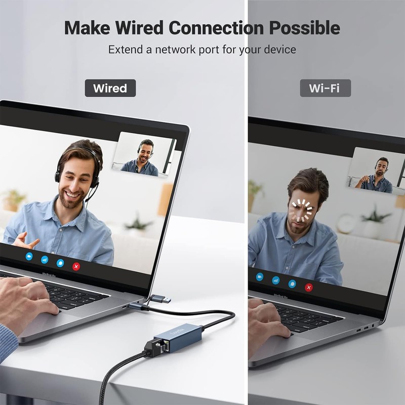 USB C to Ethernet Adapter, USB 3.0 to RJ45 1000Mbps