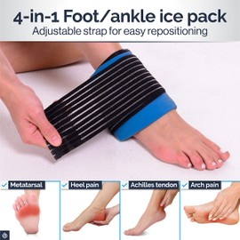 Ankle Ice Pack Wrap for Sports Injuries, Hot/Cold Gel Pack for Plantar Fasciitis, Achilles Tendonitis, Joint Pain Relief - Microwavable Heat/Cold Compress Support for Sore Feet by Gelpacks Direct