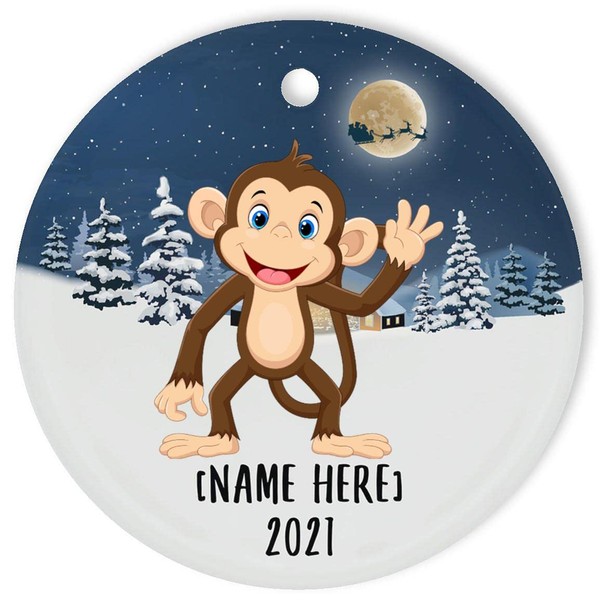 Friendly Monkey Ornaments for 2024 Christmas Tree Personalized Name Gifts
