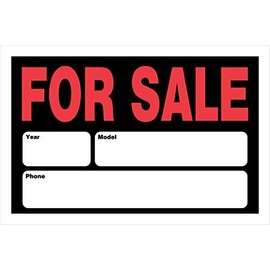 Hillman 839932 for Sale Sign with Year, Model and Phone with Space for Fill in, Black and Red Plastic, 8x12 Inches 1-Sign