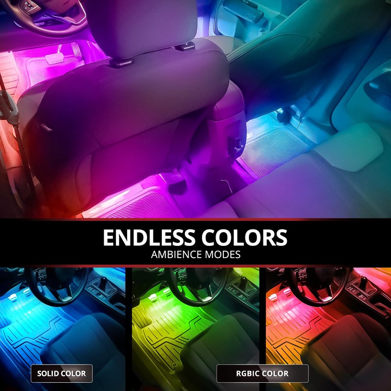 OPT7 Aura DreamColor Interior Light Strips, 4PC Double RGB-IC LED