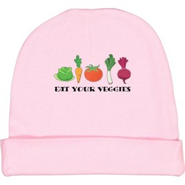 inktastic Eat Your Veggies- Carrot, Lettuce, Tomato Baby Beanie Hat Large Pink 439f7