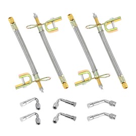 HZ-MONSTAR 10 Pcs Valve Stem Extension, 4 Pcs 7" Extension Stainless Steel Tire Extender Braided Valve Stem Extender, 6 Pcs 45 90 135 Degree Brass Valve Stem Extender for Cars Truck