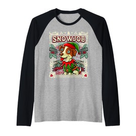 Jack Russell Terrier Snow Dog Christmas Santa Claus Elf Raglan Baseball Tee