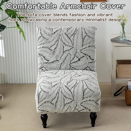 SEAUR Armless Accent Chair Cover Slipper Slipcover Chair Covers for Living Room Dining Removable and Washable Stretch Anti-Fouling Furniture Protector Gary
