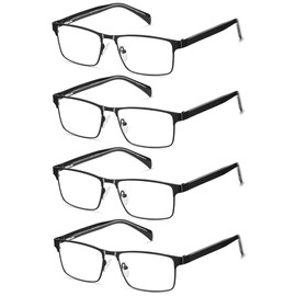 EYECEDAR 4-Pack Reading Glasses for Men Black Frame Metal Spring Hinges Mens Eyeglasses Readers 3.0