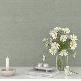 EaseStick Sage Green Grasscloth Peel and Stick Wallpaper 15.7"x160" Removable Faux Grass Cloth Wallpaper Self Adhesive Green Contact Paper Waterproof Textured Linen Fabric Wall Paper for Bedroom Shelf