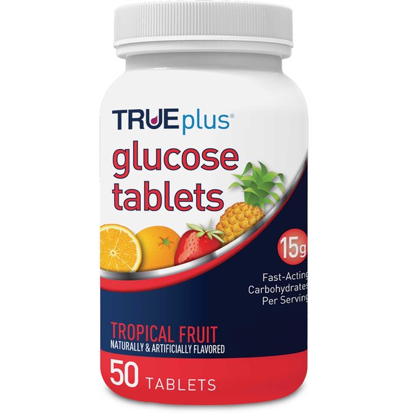 TRUEplus® Glucose Tablets, Tropical Fruit Flavor - 50ct Bottle